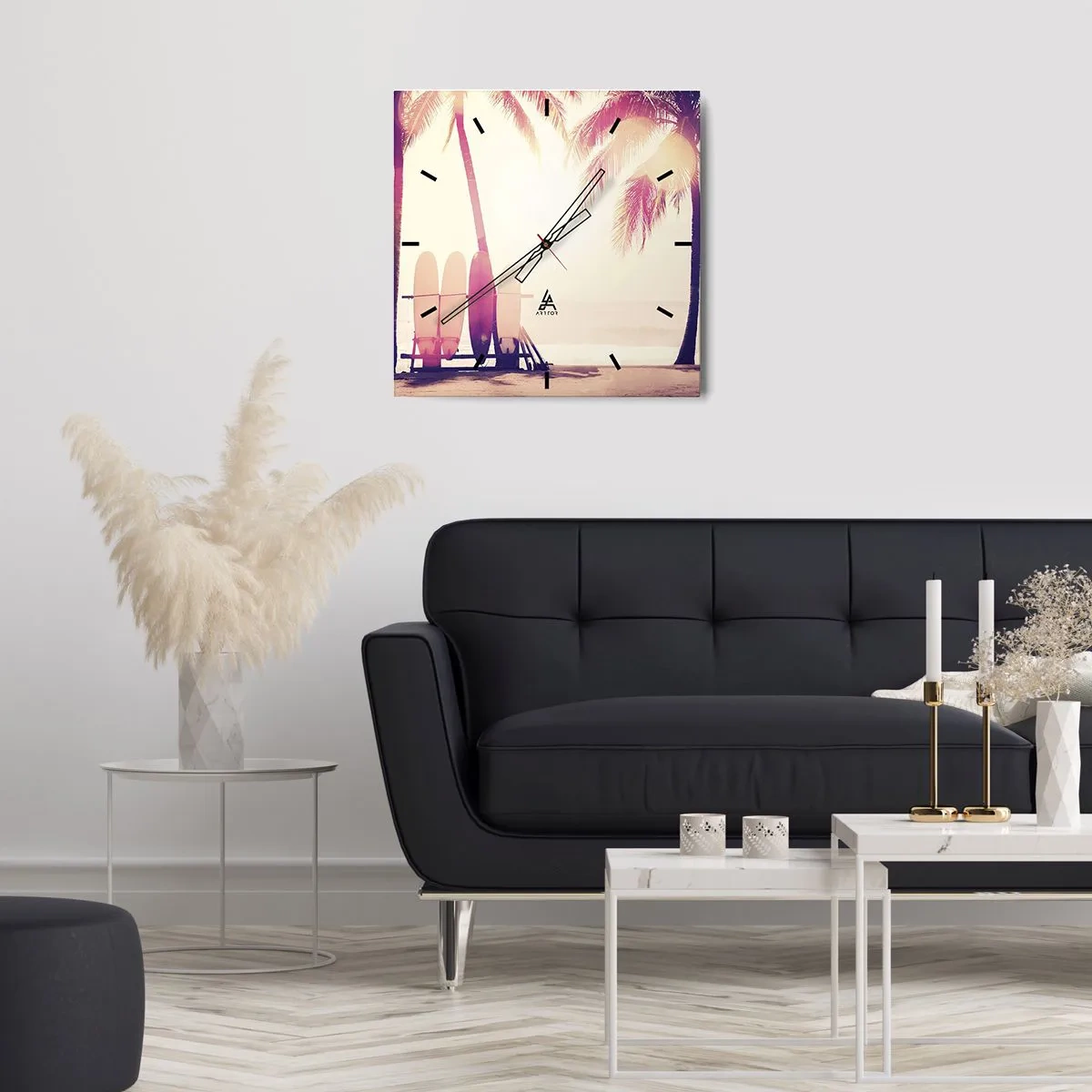 Ceas de perete - Ceas pe sticlă - Va fi o zi minunată - 30x30 cm