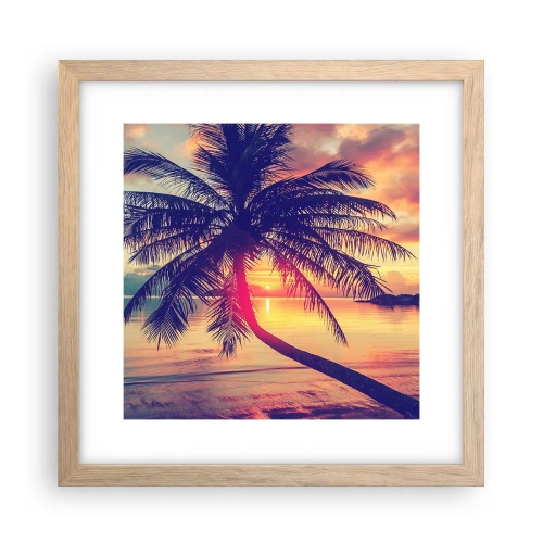 Poster în ramă de stejar deschis - O seară sub palmieri - 30x30 cm