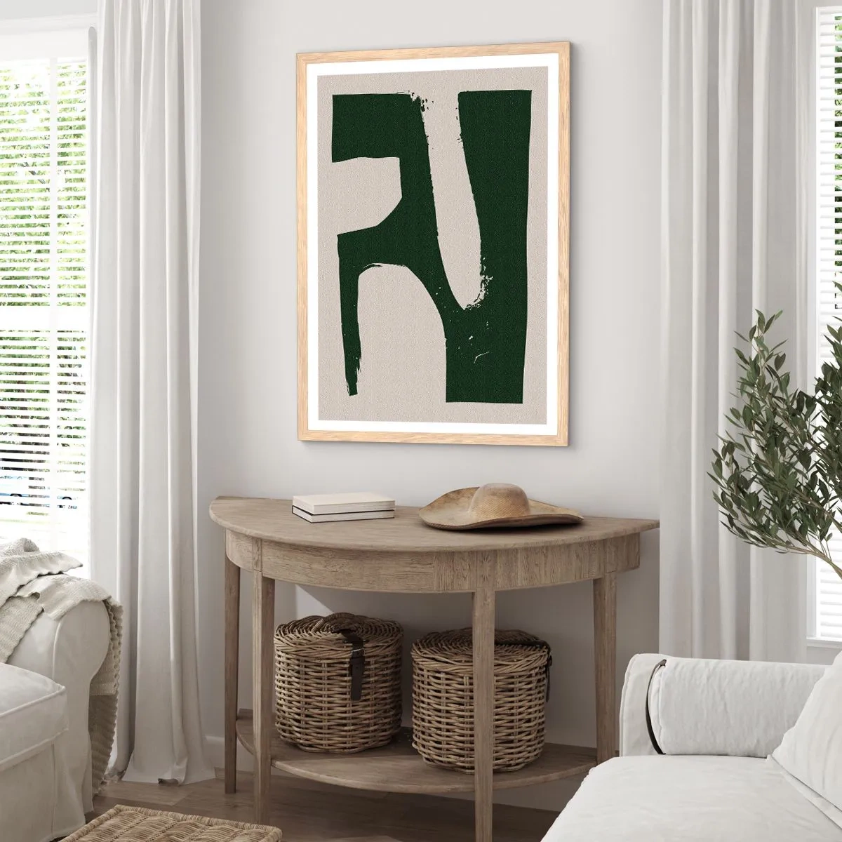 Poster în ramă de stejar deschis - Golfuri de alb - 70x100 cm