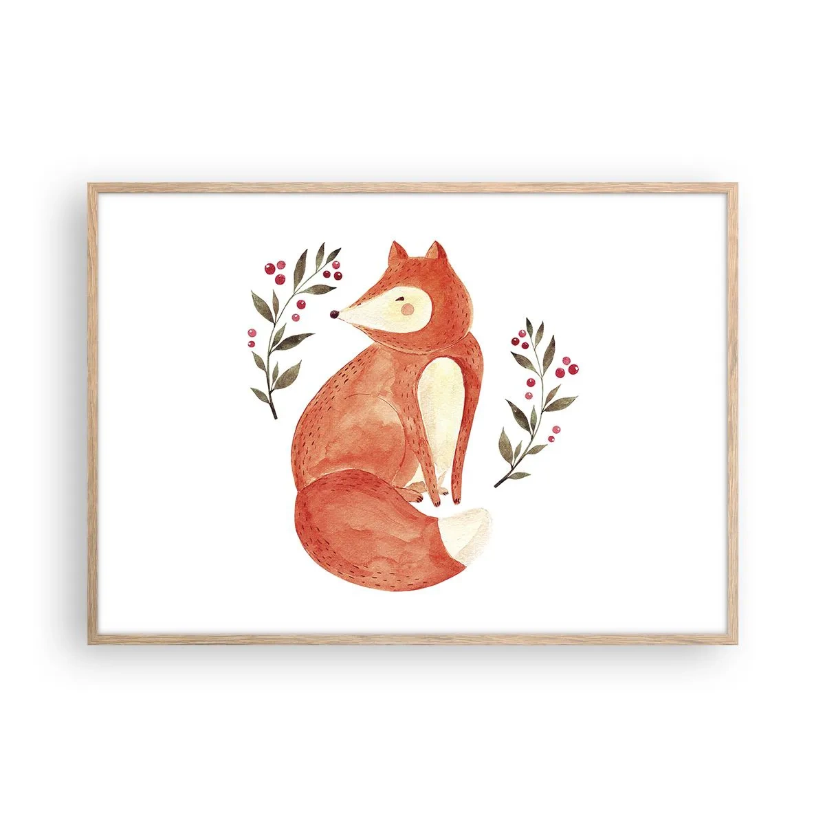 Poster în ramă de stejar deschis - Micuțul roșcat - 100x70 cm