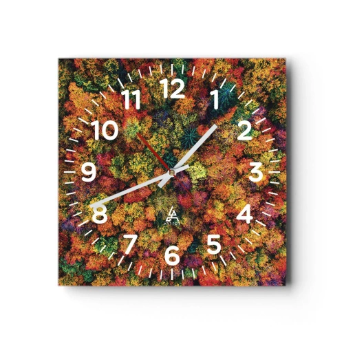 Ceas de perete - Ceas pe sticlă - Buchet de copaci de toamnă - 30x30 cm