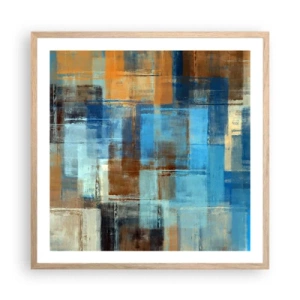 Poster în ramă de stejar deschis - Prin valul albastru - 60x60 cm