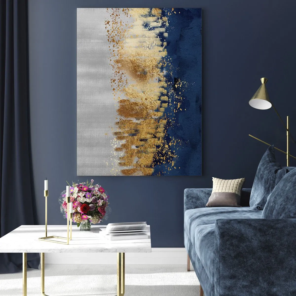 Tablou pe sticlă - Compoziție modernă cu bliț - 50x70 cm