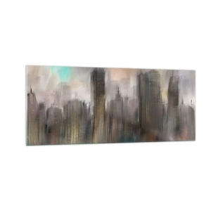 Tablou pe sticlă - O compoziție de oțel, piatră și ceață - 100x40 cm