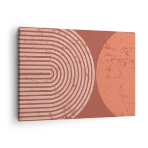 Tablou pe pânză Canvas - Modele geometrice în nuanțe de teracotă pe un fundal vintage - 70x50cm - Relație strânsă - Decorațiune modernă pentru perete pentru living și dormitor ARTTOR