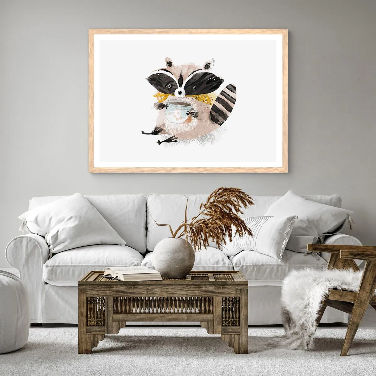 Poster în ramă de stejar deschis - Prietenul meu ratonul - 50x40 cm