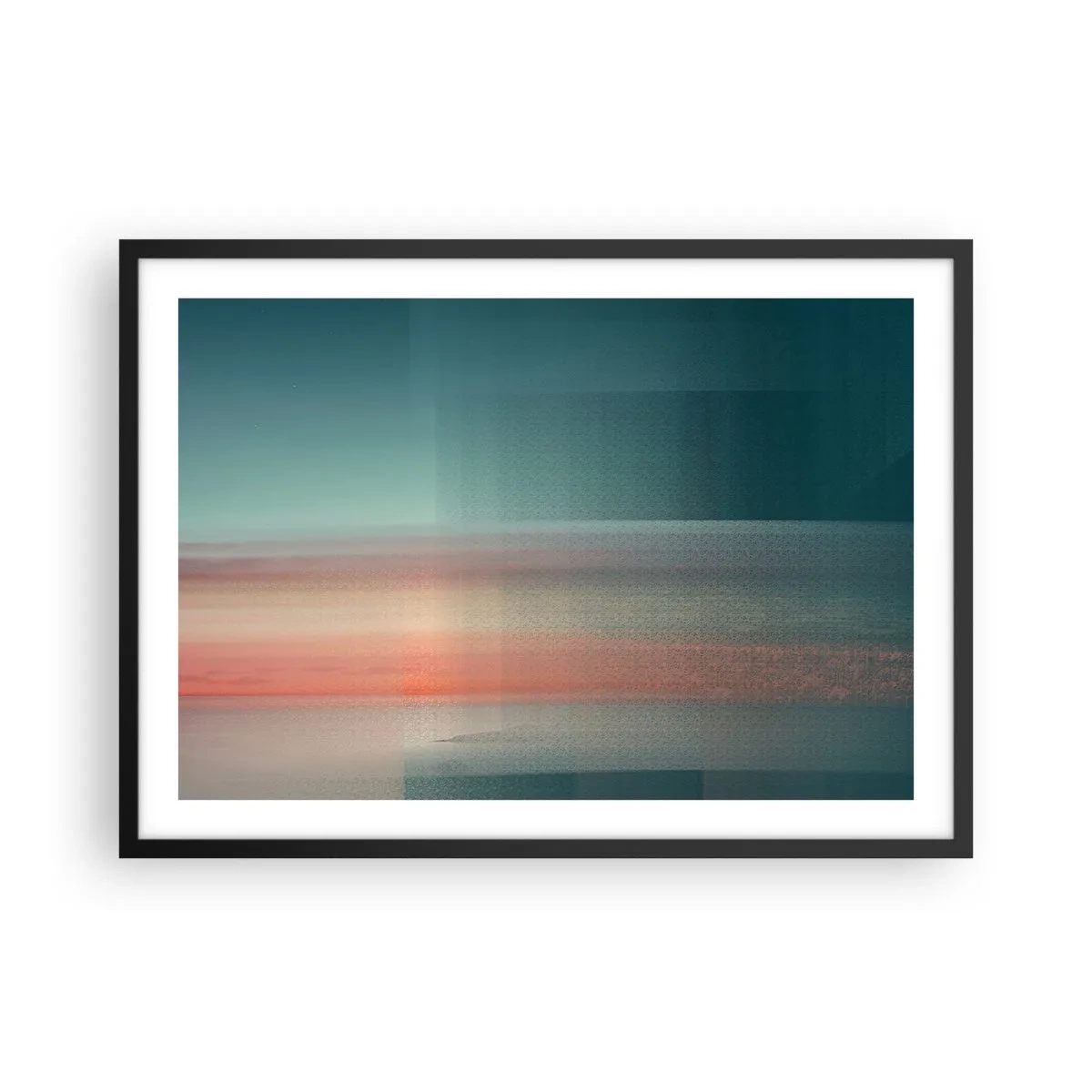Poster în ramă neagră - Abstracție: unde de lumină - 70x50 cm