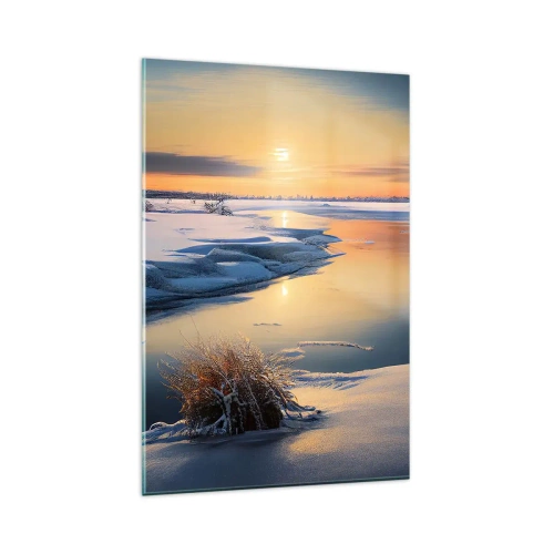 Tablou pe sticlă - Apus de soare pe timp de iarnă - 80x120 cm
