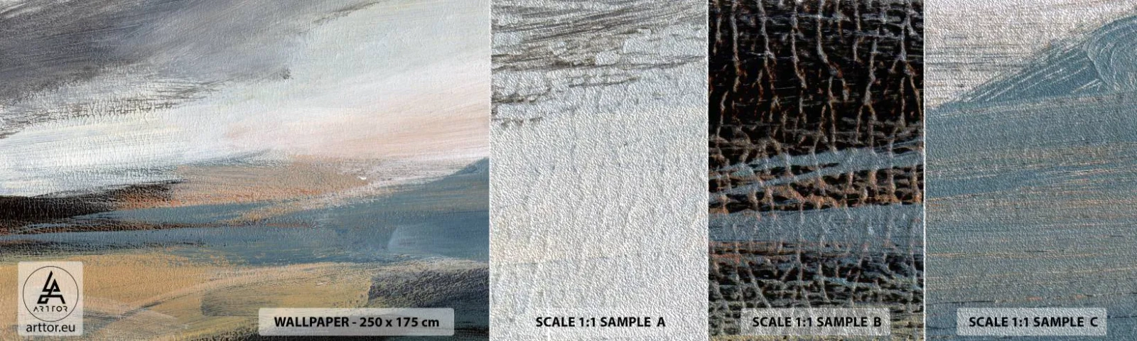 Mostră tapet Premium Sand - Abstracție: peisaj nordic - Bucată, Abstracția, Minimalism - 100x30 cm
