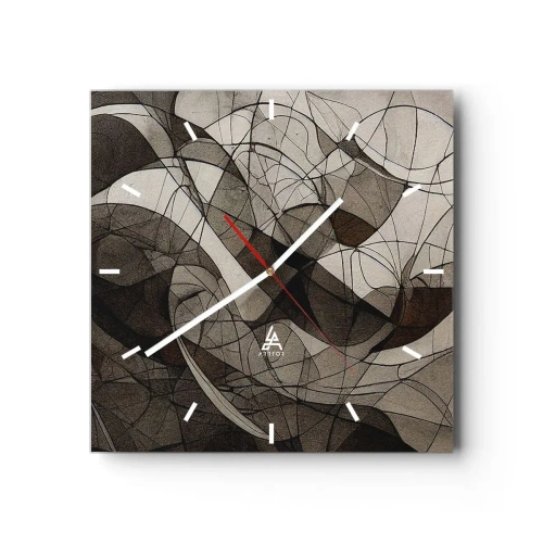 Ceas de perete - Ceas pe sticlă - Circulația culorilor pământului - 30x30 cm