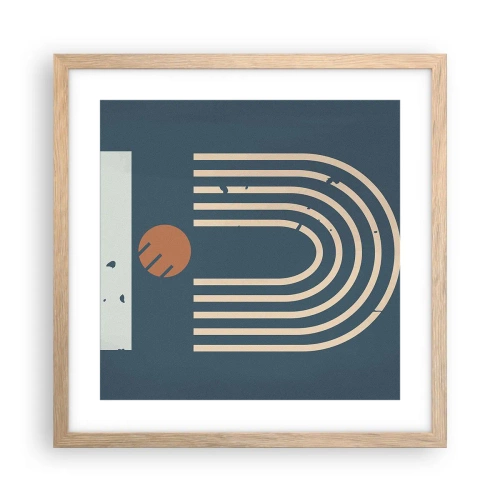 Poster în ramă de stejar deschis - Geometrie în funcție de rodie - 40x40 cm