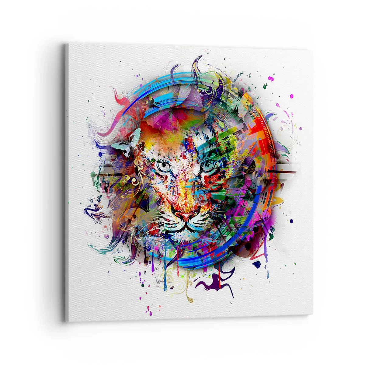Tablou pe pânză - Ascunzându-se în spatele voalului curcubeu - 70x70 cm