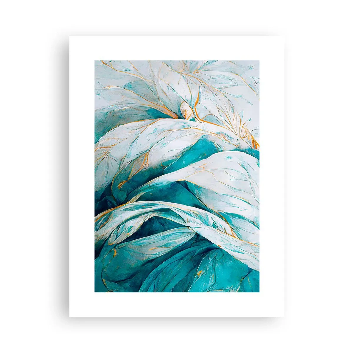 Poster - Abstractul albastru cu motiv auriu - 30x40 cm