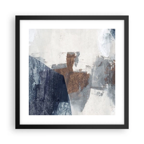 Poster în ramă neagră - Forme albastre-maronii - 40x40 cm