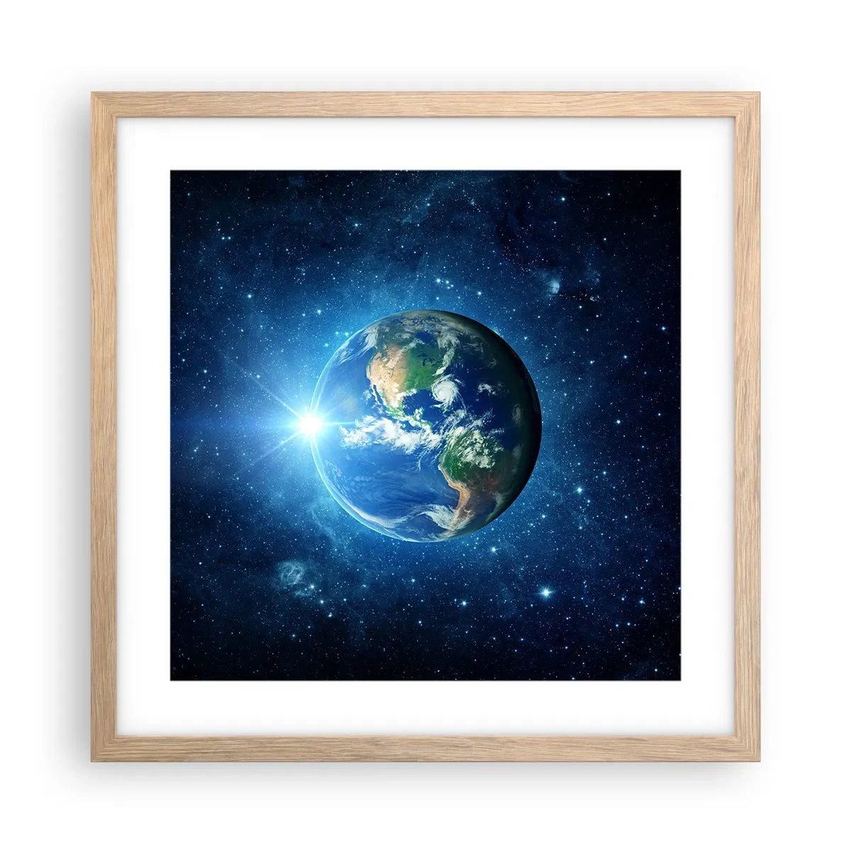 Poster în ramă de stejar deschis - Suntem în ceruri - 40x40 cm