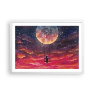 Poster în ramă albă - Cu capul în nori - 70x50 cm