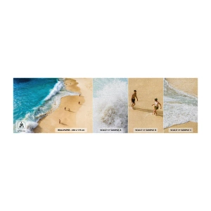 Mostră tapet Premium Canvas - Și apoi soarele, plaja... - plajă, Malul oceanului, Mare - 100x30 cm