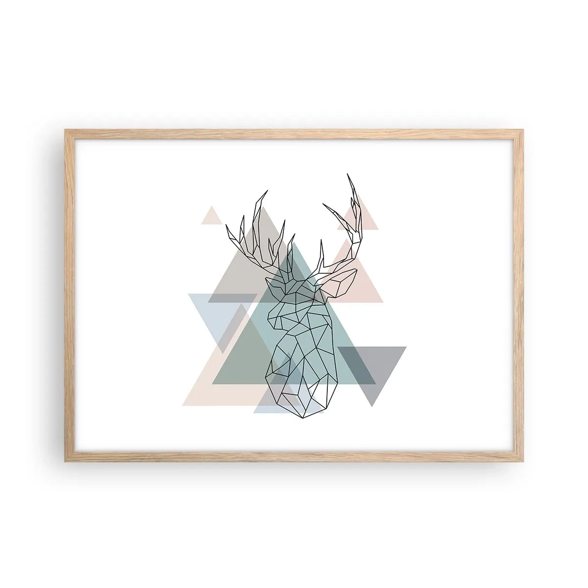 Poster în ramă de stejar deschis - Într-o pădure geometrică - 70x50 cm