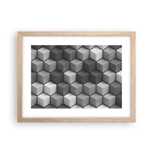 Poster în ramă de stejar deschis - Puzzle cubist - 40x30 cm