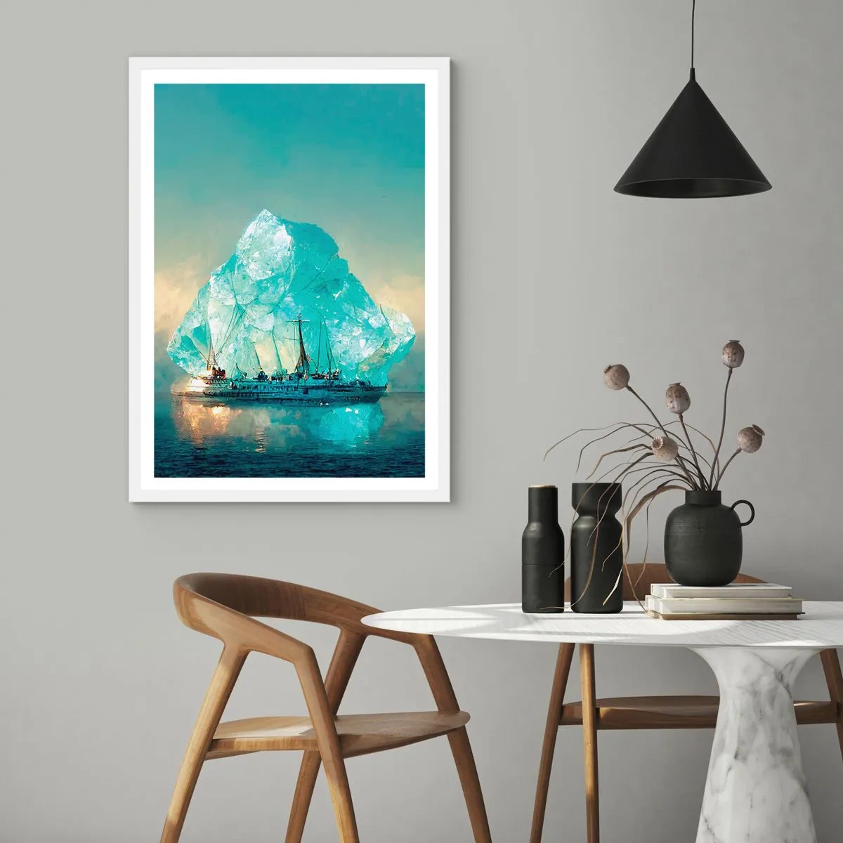 Poster în ramă albă - Diamant arctic - 70x100 cm