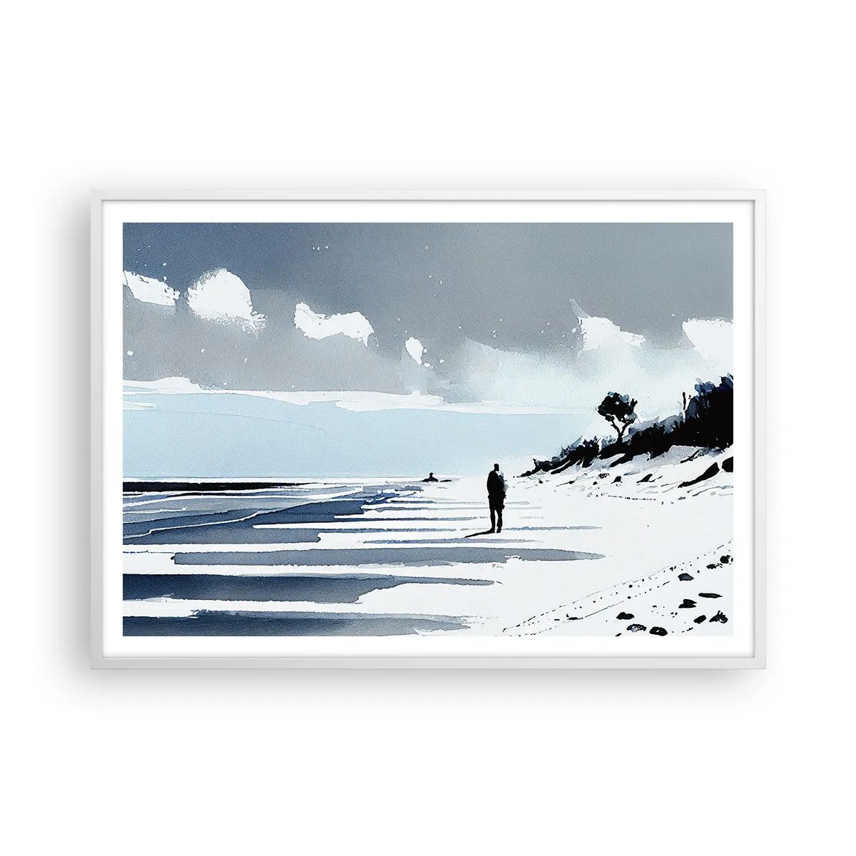 Poster în ramă albă - Singuratic - 100x70 cm