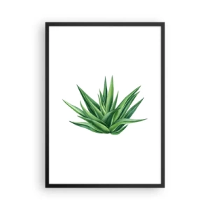 Poster în ramă neagră - Ilustrație minimalistă a unei plante verzi - 50x70cm - Verde - putere - viață - Decorațiune modernă pentru perete pentru living și dormitor ARTTOR