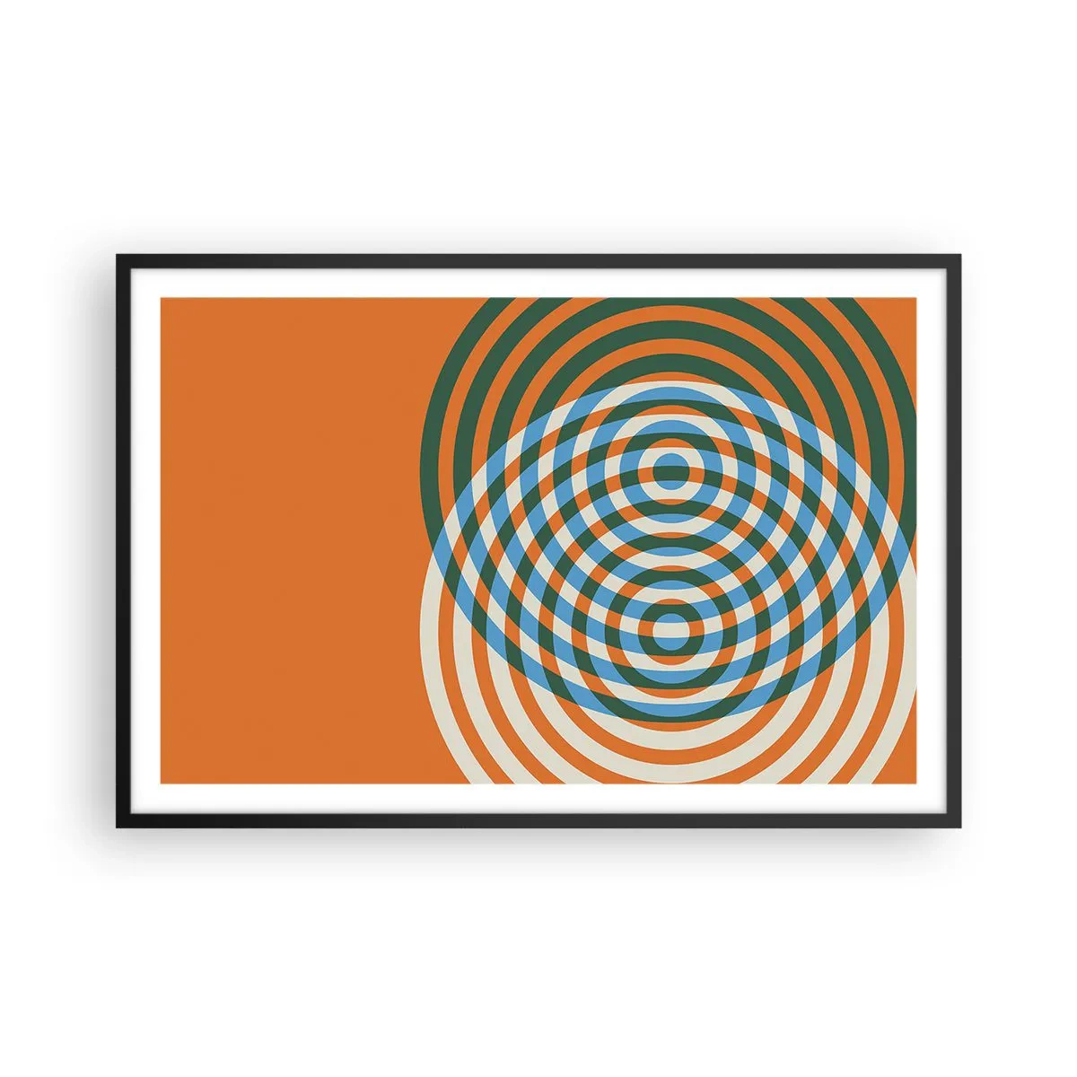 Poster în ramă neagră - Variație circulară abstractă - 91x61 cm