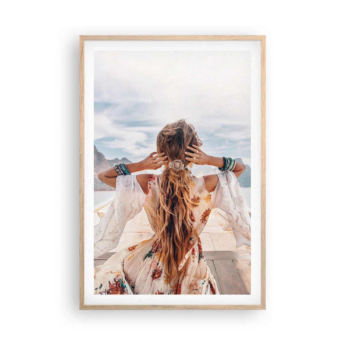 Poster în ramă de stejar deschis - Pe drumul spre fericire - 61x91 cm