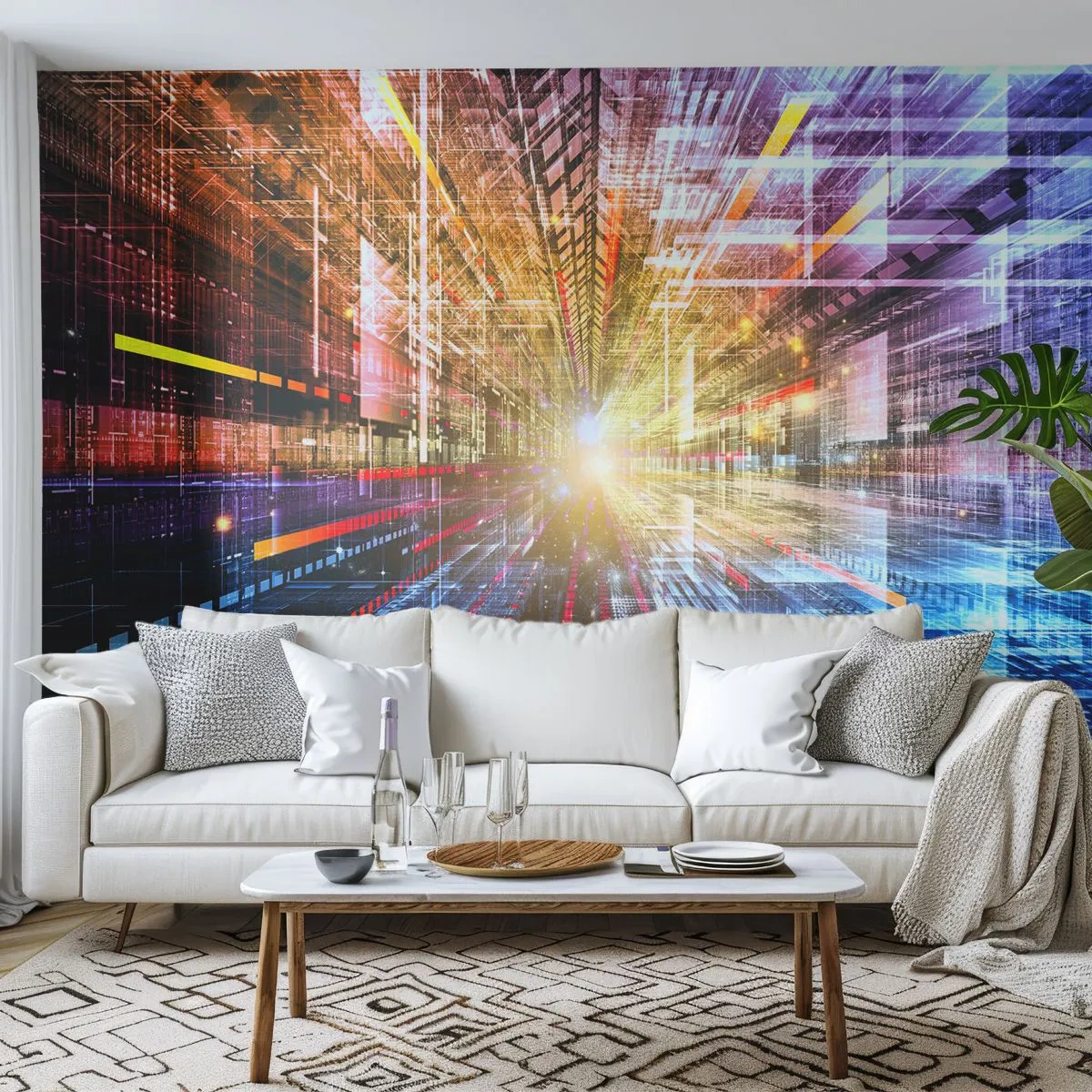 Tapet Autoadeziv Deluxe Sticker - Coridor luminos - Abstracția, Grafică, 3D - 400x280 cm