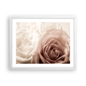Poster în ramă albă - În inima unui trandafir - 50x40 cm