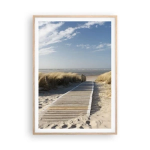 Poster în ramă de stejar deschis - În spatele dunei, în zumzetul ierbii - 70x100 cm