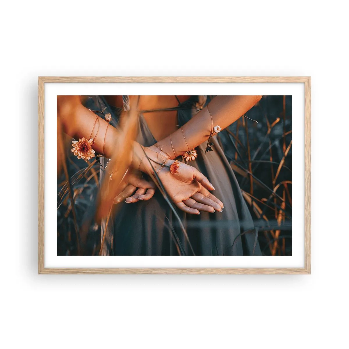 Poster în ramă de stejar deschis - Legată de natură - 70x50 cm