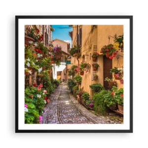 Poster în ramă neagră - Străduță italiană - 60x60 cm