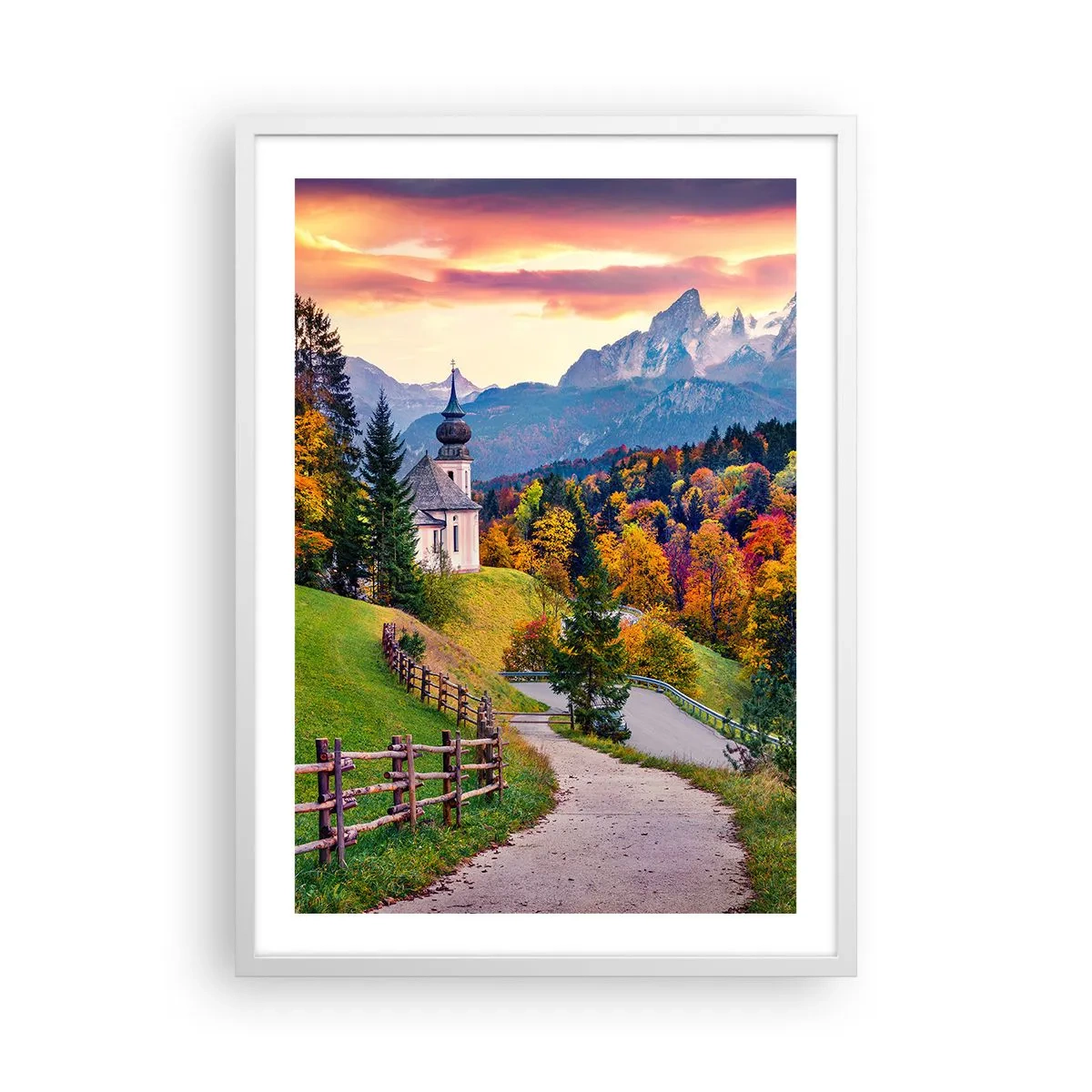 Poster în ramă albă - Un peisaj ca o pictură - 50x70 cm