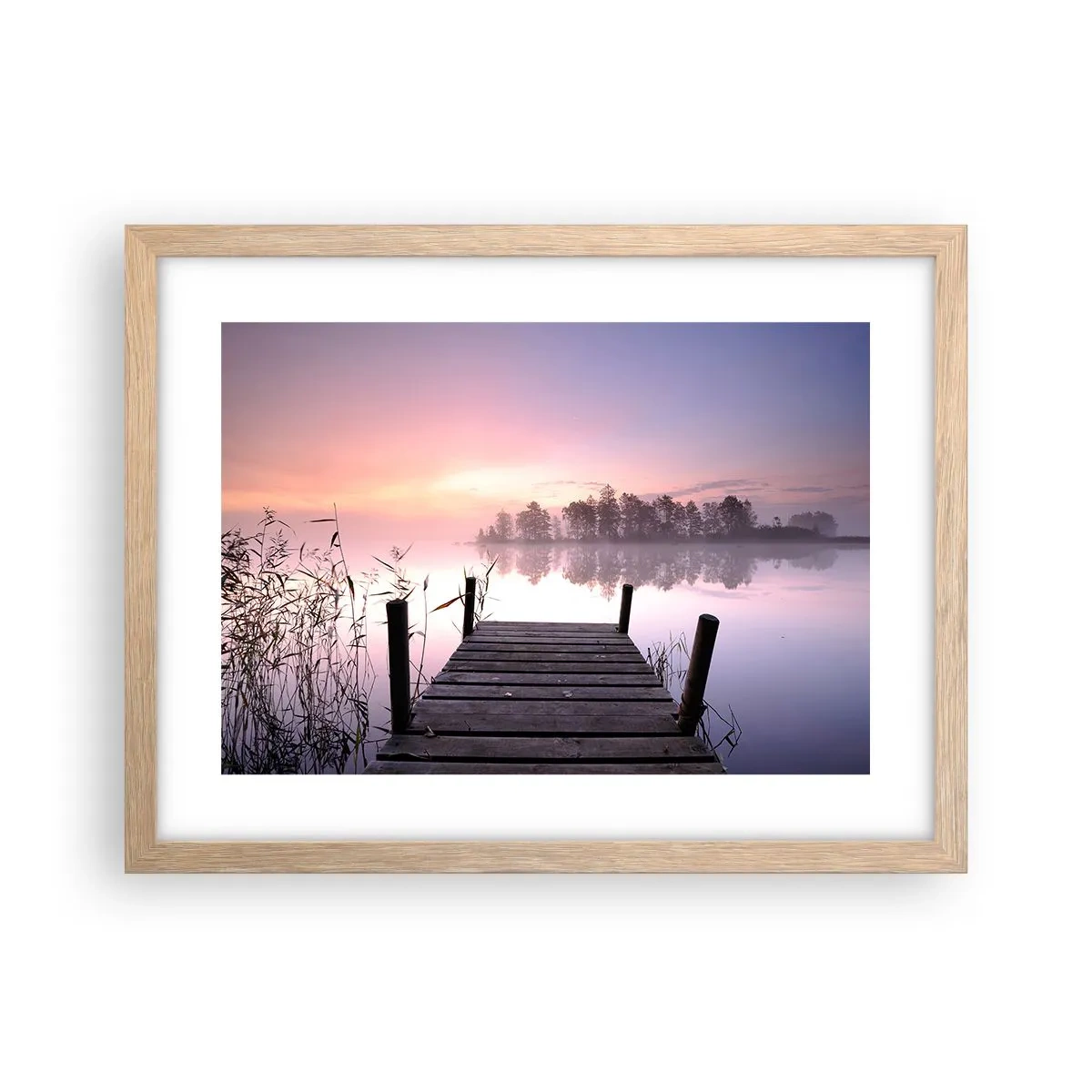 Poster în ramă de stejar deschis - Din ceața de liliac... - 40x30 cm