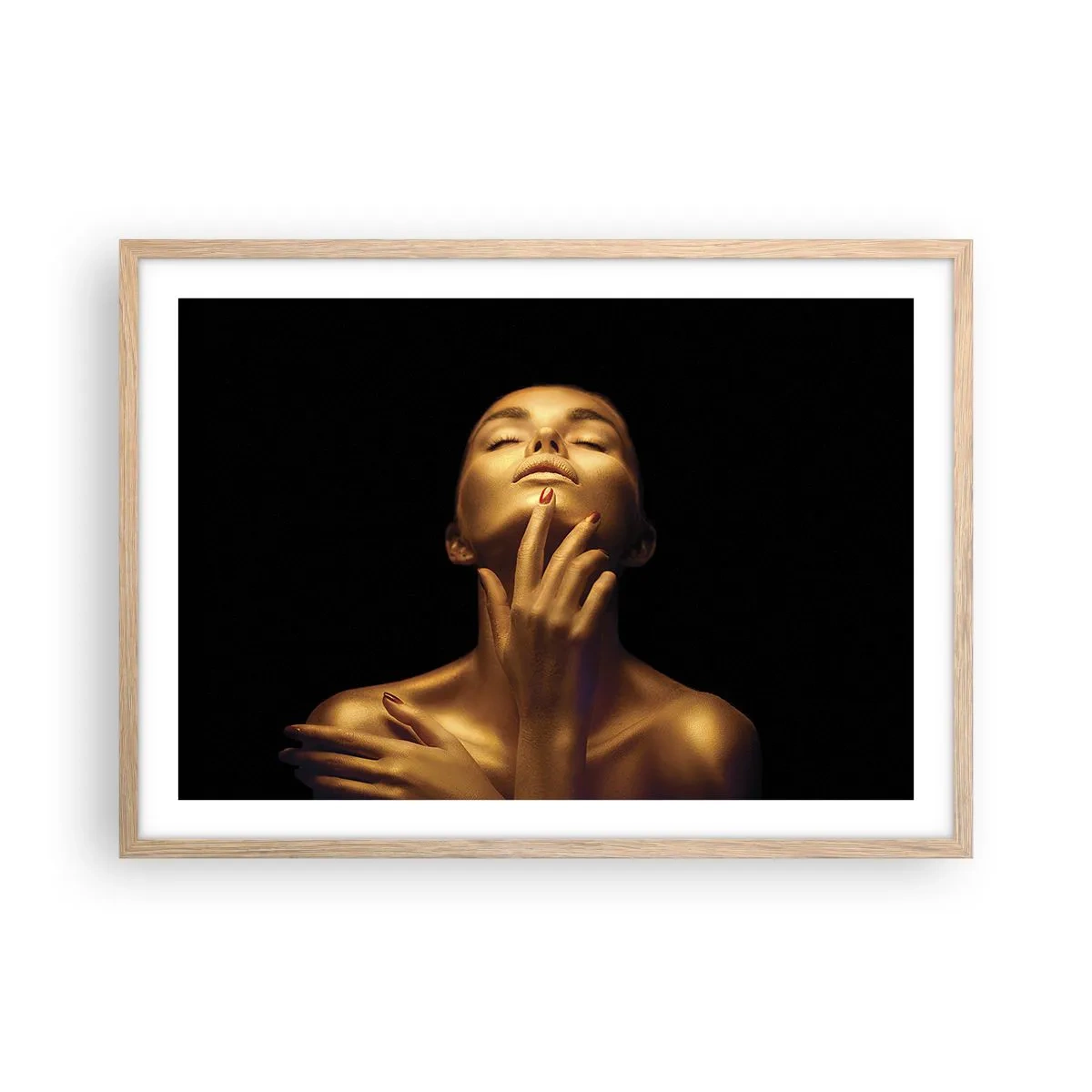 Poster în ramă de stejar deschis - Ca mătasea aurie - 70x50 cm