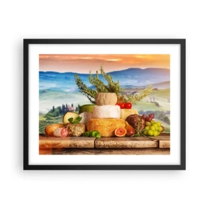 Poster în ramă neagră - Bucurie de viață în stil italian - 50x40 cm