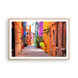 Poster în ramă de stejar deschis - Aleea curcubeului - 91x61 cm