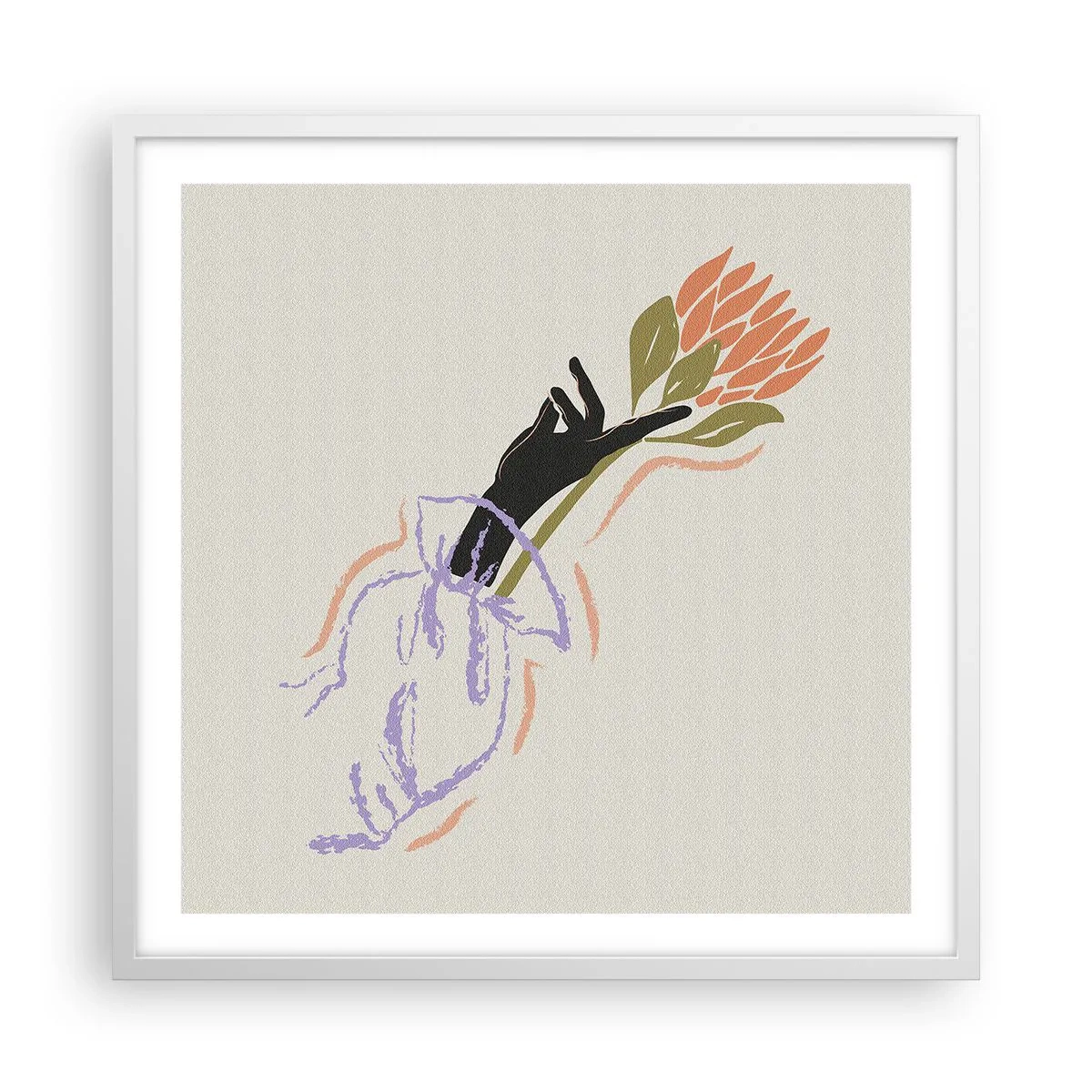 Poster în ramă albă - Atingere surorială - 60x60 cm