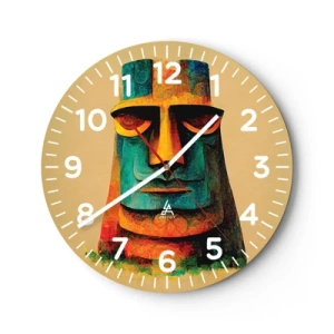 Ceas de perete - Ceas pe sticlă - Statuie, dar simpatică - 30x30 cm