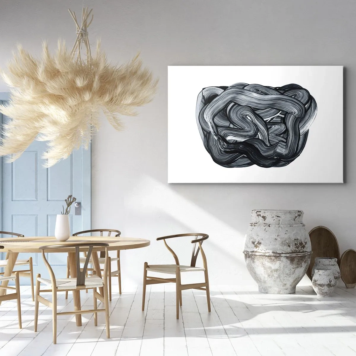 Tablou pe pânză Canvas - Compoziție abstractă în nuanțe de gri - 70x50cm - Nu este atât de simplu - Decorațiune modernă pentru perete pentru living și dormitor ARTTOR