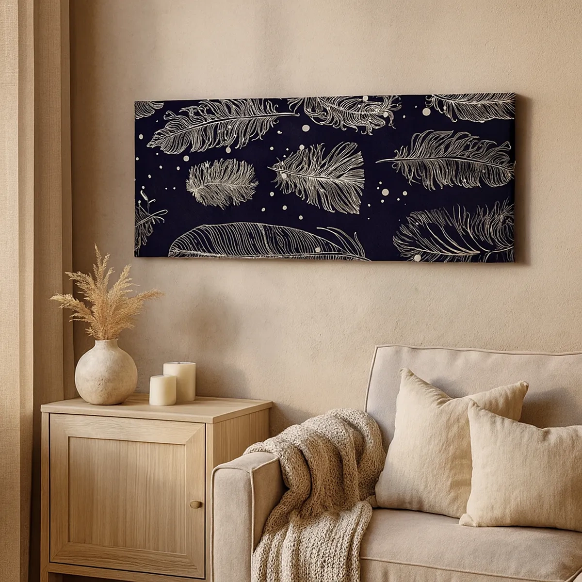 Tablou pe pânză - Dantelă cu pene - 30x30 cm