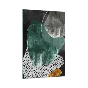 Tablou pe sticlă - Abstracție colorată cu fulgi de aur - 80x120 cm