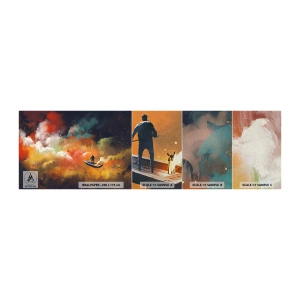 Mostră tapet Premium Sand - Cu barca prin galaxie - Abstracția, Fantezie, excursie - 100x30 cm