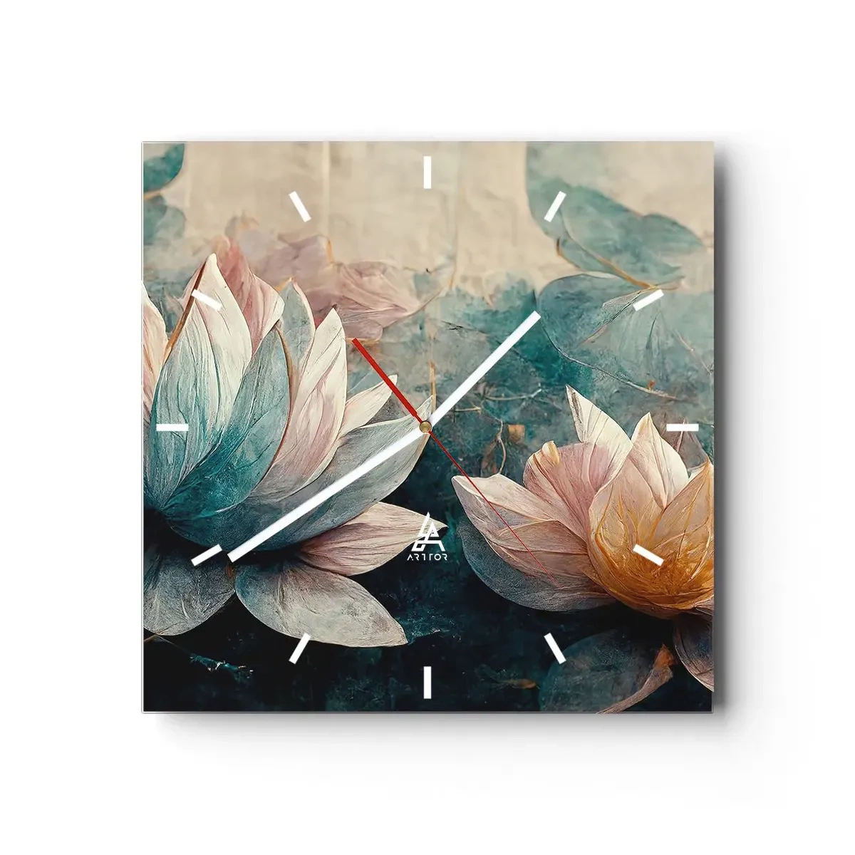 Ceas de perete - Ceas pe sticlă - Stele de lac - 30x30 cm