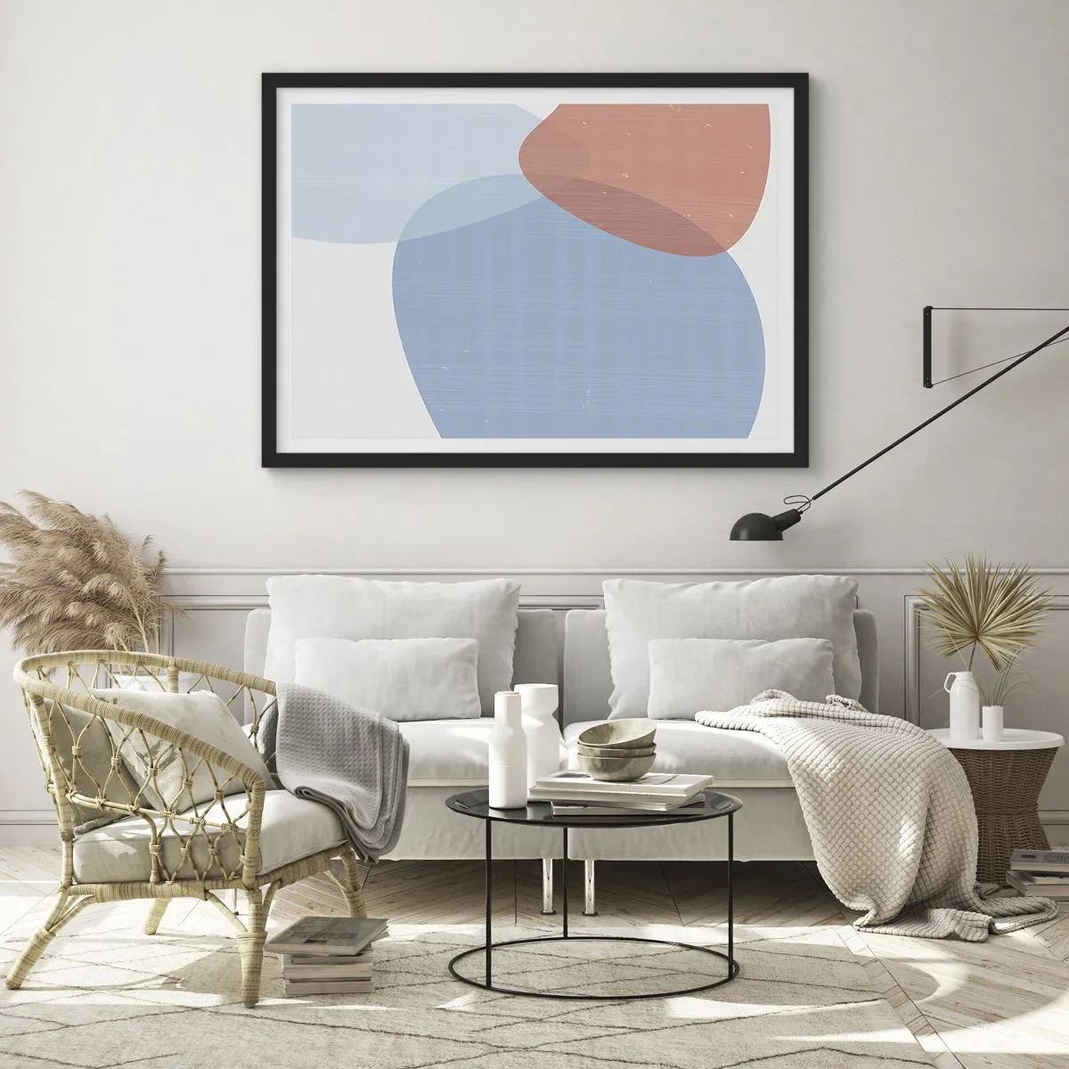 Poster în ramă neagră - Relații pastelate - 100x70 cm