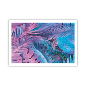 Poster - Palmieri în alb și albastru - 91x61 cm