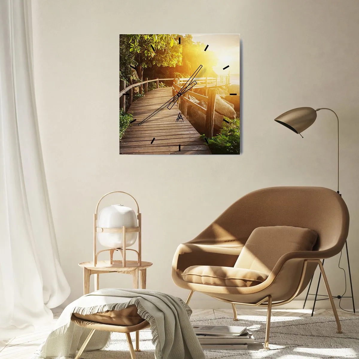 Ceas de perete - Ceas pe sticlă - O altă curbă, o altă minune - 30x30 cm