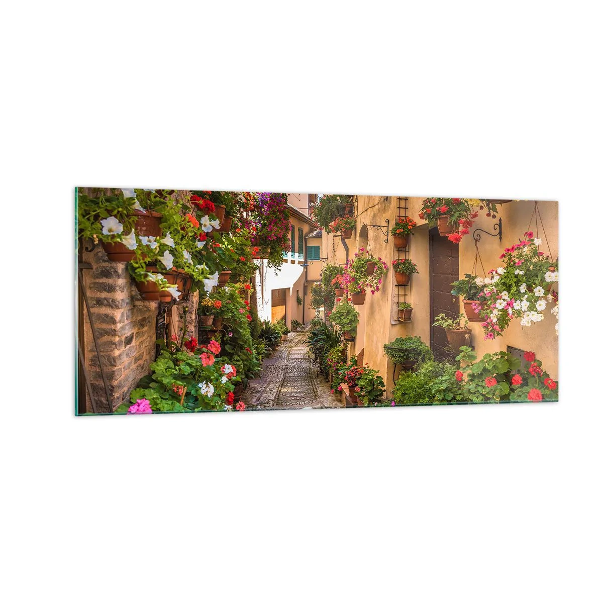 Tablou pe sticlă - Străduță italiană - 100x40 cm