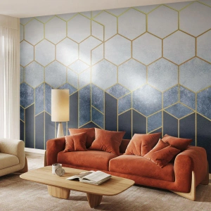 Tapet Standard Eco - Compoziție în ritm sincopat - Abstracția, Bucată, Hexagon - 350x256 cm